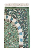 Yeşil Ravza Çiçek Motifli Mihraplı Şönil Seccade thumbnail 3
