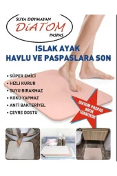 DİATOMPASPAS Sihirli Su Emici Gri Renk Diatom Banyo Paspas Diatomite Su Çeken Suyadoymayanpaspas - 3