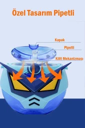 CocoSmile Özel Kutulu 630 ML Pipetli Robot Temalı Tritan Su Matarası -Boyun Askılı Beyaz - 5