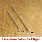 Alüminyum Metal Oklava 2li Set 74-49 cm Börek Hamur Yufka Açma Silindir Yuvarlak Uzun Kısa Mutfak thumbnail 2