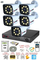 FURY 5 Kameralı 5mp Lens 1080p 2mp Color Görüntü 8 Warm Led Gece Görüş Fullhd Güvenlik Kamera 5520w 320 thumbnail 1