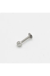 Paslanmaz Kararmaz Cerrahi Çelik Zirkon Taşlı Kıkırdak Dudak Burun Tragus Piercing (beyaz) - 2