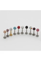 Paslanmaz Kararmaz Cerrahi Çelik Zirkon Taşlı Kıkırdak Dudak Burun Tragus Piercing (beyaz) - 5
