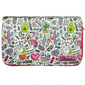 Simli Işıltılı Avokado Unicorn Flamingo Kalem Kutusu Vegan Deri Kalemkutu Üç Bölmeli Kalemlik - Pembe thumbnail 3