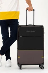 Pierre Cardin Ultra Light Hafif Lüx Kumaş 2'li Valiz Seti Orta Boy - Kabin Boy Siyah PC8200 thumbnail 6