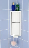 Primanova İki Gözlü Dönerli Banyo Köşe Rafı Beyaz S-03 - 1