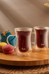 Perotti Double Wall 2 Li Çift Cidarlı Kulplu Çay Bardağı 15538 - 2