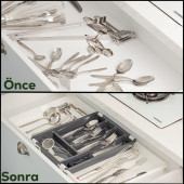 Porsima Çok Fonksiyonlu Çift Açılır Kaşıklık Çekmece İçi Ayarlanabilir Pratik 5 Bölmeli Organizer - 1