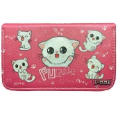 Simli Işıltılı Purr Beyaz Kedi Kalem Kutusu Vegan Deri Kalemkutu Üç Bölmeli Kalemlik -Pembe - 3