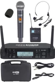 Hepa Merz URX-186EH UHF 2x100 Kanal Çiftli Kablosuz EL Yaka Headset Mikrofonu Çift Anten LCD Ekran - 1