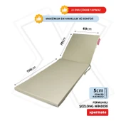 Fermuarlı Şezlong Minderi Katlanır Su Geçirmez Kumaş Katlanabilir Plaj Minderi 60x180x5 Bej thumbnail 2