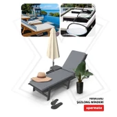 Fermuarlı Şezlong Minderi Katlanır Su Geçirmez Kumaş Katlanabilir Plaj Minderi 60x180x5 Bej thumbnail 5