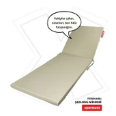 Fermuarlı Şezlong Minderi Katlanır Su Geçirmez Kumaş Katlanabilir Plaj Minderi 60x180x5 Bej thumbnail 1