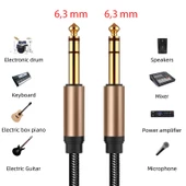 Gitar kablosu 6.3mm stereo enstrüman kablosu stüdyo monitör için 10m thumbnail 4