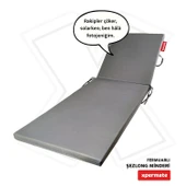 Fermuarlı Şezlong Minderi Katlanır Su Geçirmez Kumaş Katlanabilir Plaj Minderi 60x180x5 Antrasit thumbnail 1