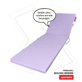 Fermuarlı Şezlong Minderi Katlanır Su Geçirmez Kumaş Katlanabilir Plaj Minderi 60x180x5 Lila thumbnail 1