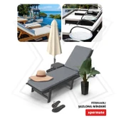 Fermuarlı Şezlong Minderi Katlanır Su Geçirmez Kumaş Katlanabilir Plaj Minderi 60x180x5 Pembe thumbnail 5