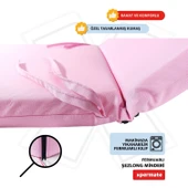 Fermuarlı Şezlong Minderi Katlanır Su Geçirmez Kumaş Katlanabilir Plaj Minderi 60x180x5 Pembe thumbnail 3