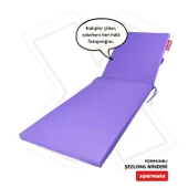 Fermuarlı Şezlong Minderi Katlanır Su Geçirmez Kumaş Katlanabilir Plaj Minderi 60x180x5 Mor thumbnail 1