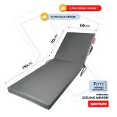 Ultra Kalın Şezlong Minderi Fermuarlı Katlanır Şezlong Minderi Katlanabilir Plaj Minderi 60x180x7Gri thumbnail 2