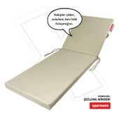 ltra Kalın Şezlong Minderi Fermuarlı Katlanır Şezlong Minderi Katlanabilir Plaj Minderi 60x180x7Bej thumbnail 1