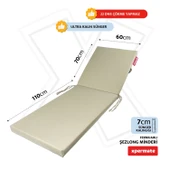 ltra Kalın Şezlong Minderi Fermuarlı Katlanır Şezlong Minderi Katlanabilir Plaj Minderi 60x180x7Bej thumbnail 2