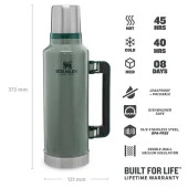 Stanley Klasik Vakumlu Paslanmaz Çelik Termos 1.9 Lt - Hammertone Green - 5
