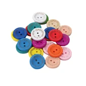 Renkli Handmade Yazılı Ahşap Düğme 20 MM (10 Adet) - 1
