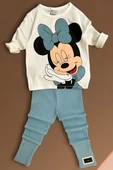 Mevsimlik Minnie Mouse Desenli Yeşil Renk Kız Çocuk Takım - 1