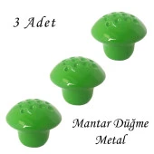 3 Adet Yeşil Noktalı Mantar Düğme Kulp Çocuk Bebek Mobilya Çekmece Dolap Kapak Kulbu Metal Kulp Aksesuarları Vidalı thumbnail 1