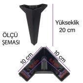 4 Adet Serdivan 20 cm Siyah Lüx Mobilya Kanepe Sehpa Ünite Koltuk Ayağı Baza Ayak - 3