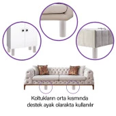 2 Adet Silindir Destek Ayağı 12 cm Beyaz Gizli Ayak M8 Civatalı İnce Diş Mobilya Kanepe Baza Koltuk - 3