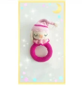 Uykucu Tavşan Çıngırak Amigurumi Organik Oyuncak - 1