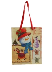 YILBAŞI KARTON ÇANTA SİMLİ KARDAN ADAM 18CM X 23CM - 1