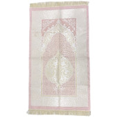 Açık Pembe Krem Desenli Çeyizlik Hediyelik Saçaklı (66cmx114cm) Namaz Seccadesi No37 - 1