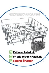 Arçelik 6385 EI Bulaşık Makinesi Alt Sepet Gri Alt Sepeti + Kaşıklık - 1