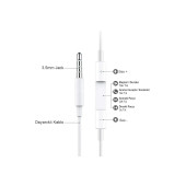 Jack Girişli Beyaz Kablolu Kulaklık Ios Android Uyumlu 3.5 mm Kulaklık - 2