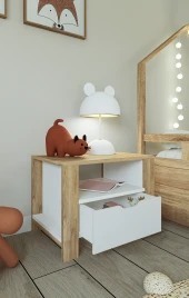 Midoser Nisan Çekmeceli Komodin Beyaz-açık Ceviz - 2