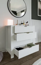 Midoser Duru Beyaz 4 Çekmeceli Şifonyer - 4