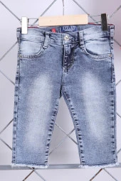 Babyhola 1-8 Yaş Şık Kız Çocuk Önden Fırfırlı Kot Kaprili Takım 3123 thumbnail 7