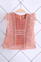 Babyhola 1-8 Yaş Şık Kız Çocuk Önden Fırfırlı Kot Kaprili Takım 3123 thumbnail 11