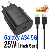 Samsung A34 Şarj Aleti Type-C 25W Hızlı Şarj Cihazı ve 5A Kablosu Samsung Galaxy A34 5G Şarj Cihazı - 3