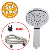 Duş Seti Fişkiye Banyo Duş Başlığı Set Fiskiyesi Telefonu Fonksiyonlu Klasik Başlık Metal Hortum - 1