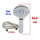 Duş Seti Fişkiye Banyo Duş Başlığı Set Fiskiyesi Telefonu Fonksiyonlu Klasik Başlık Metal Hortum - 2