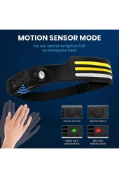 Sensör Far Cob Led Kafa Lambası El Feneri Usb Şarj Edilebilir Kafa Feneri Kafa Lambası - 3