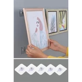 BİZAHMETGELSİN® Süper Güçlü Çerçeve Askısı Pin Delgisiz Vidalı Tırnak Kanca Yapışkanlı Raf Tutucu Askı 5li - 8