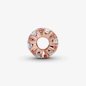 Pandora şıltılı Pembe ve Beyaz Zarafet Charm 14 ayar pembe altın kaplama thumbnail 2