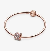 Pandora şıltılı Pembe ve Beyaz Zarafet Charm 14 ayar pembe altın kaplama thumbnail 3