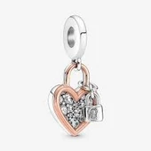 Pandora 780087C01-Kalp ve Kilit Çift Sallantılı Charm - 3