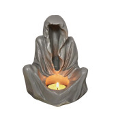 Mantrik Mistik Buhurdanlık Mumluk Tütsülük 15 x 12 cm Gri - 3